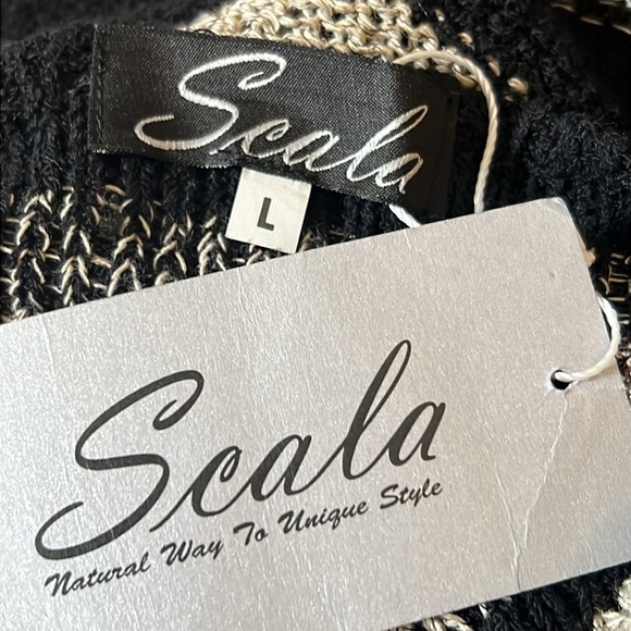 Scala Vintage Abstract Long Sleeve Linen Blend Midi Dress Size Large - Picture 7 of 7